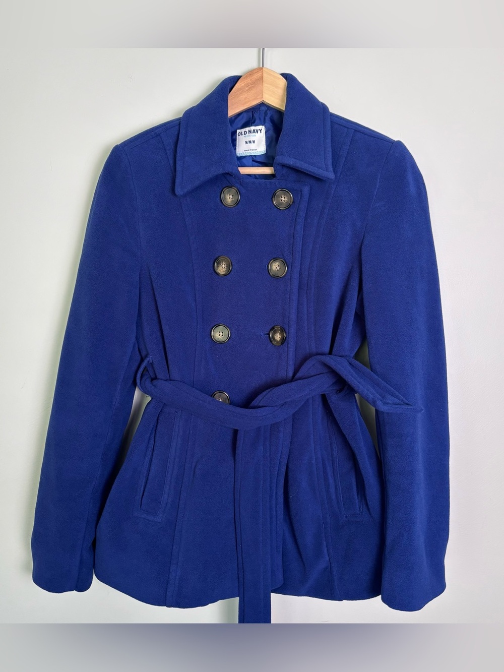 Old Navy Double-Breasted Fleece Peacoat-Night Flight Blue-Women's Size Medium
